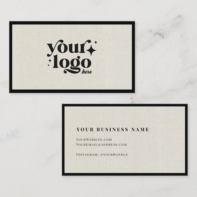 Luxury Minimal Natural Linen Business Logo Business Card (Front/Back)