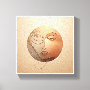 Luxury Minimalist Face Art - Golden Wire Line Art  Canvas Print