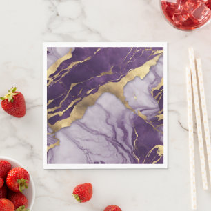 Luxury Minimalist Gold Lilac Purple Marble Swirl Napkin