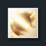 Luxury Minimalist Golden Disc - Elegant Abstract B Canvas Print<br><div class="desc">A sophisticated minimalist composition featuring a large, textured metallic gold disc centered among fluid, sweeping brushstrokes. This elegant art piece plays with light and shadow on a warm cream background, creating a sense of "quiet luxury". Perfect for contemporary office decor, high-end living rooms, or any modern space seeking a touch...</div>