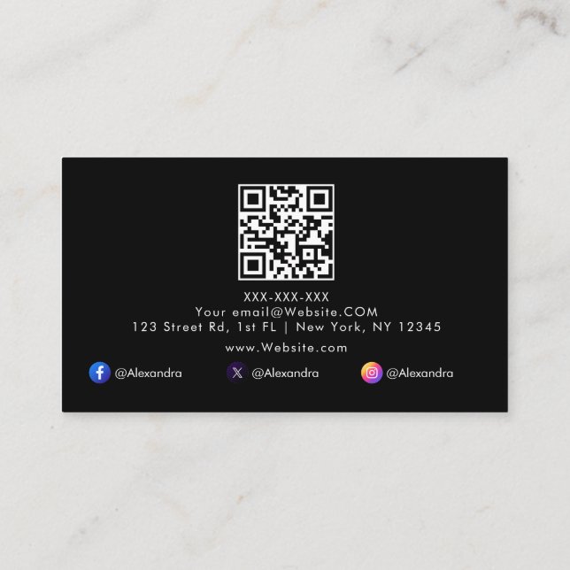 Luxury Minimalist QR Code Professional Business Ca Business Card (Back)