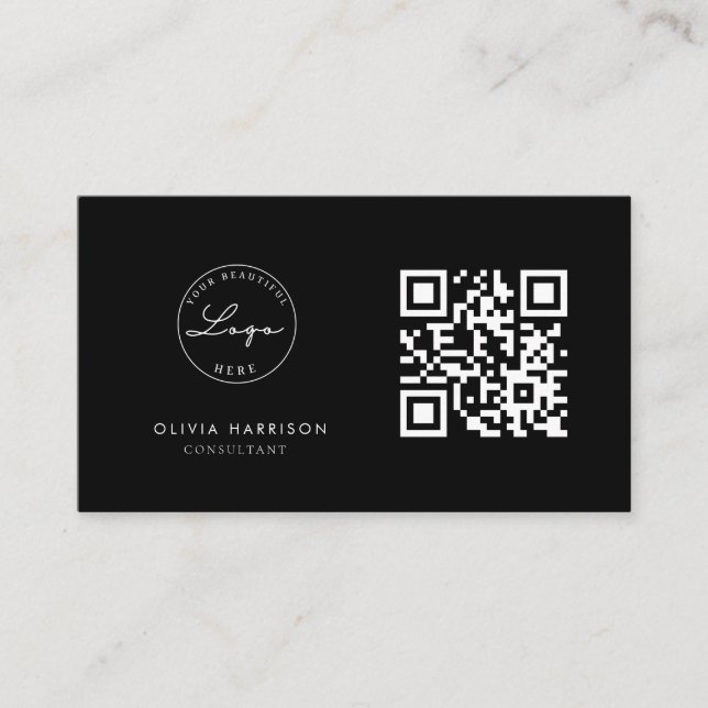 Luxury Minimalist QR Code Professional  Business Card (Front)