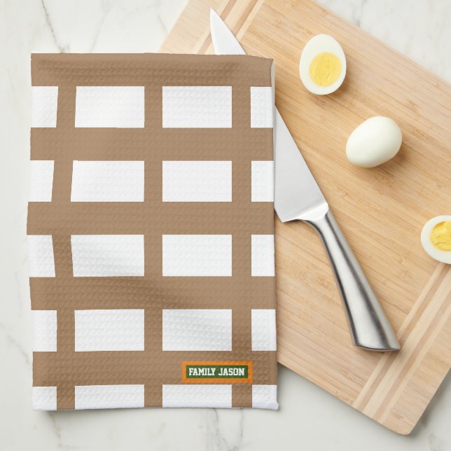 Luxury minimalist stripes and diamonds  white kitchen towel (Quarter Fold)