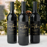 Luxury Modern Black Christmas Wine Label<br><div class="desc">Add a touch of elegance to your holiday gifting with this Personalized Luxury Modern Black Christmas Wine Label. Perfect for creating a sophisticated christmas wine bottle presentation, these christmas wine bottle labels elevate any christmas wine bottle gift. A sleek addition to your christmas wrapping ideas, it’s a stunning detail for...</div>