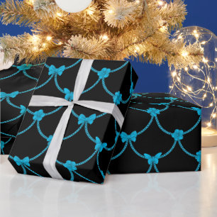 Luxury Modern Blue Natural Floral Butterfly Wrapping Paper