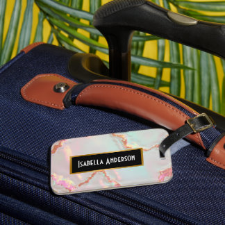 Luxury Modern Blush Pink Soft Mint Gold Collection Luggage Tag