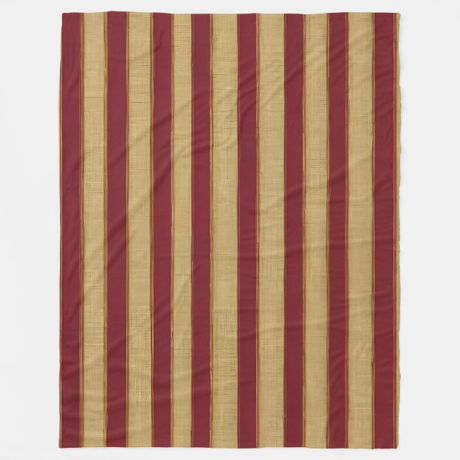 Luxury Modern Burgundy Gold Linen Collection Fleece Blanket (Front)