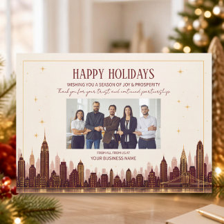 Luxury Modern Corporate Photo Logo  Holiday Card