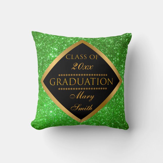 Luxury Modern Customize Green Glitter Throw Pillow (Front)