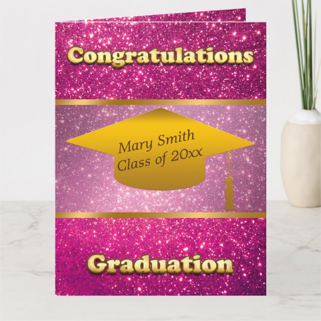 Luxury Modern Customize Pink Glitter Card (Front)