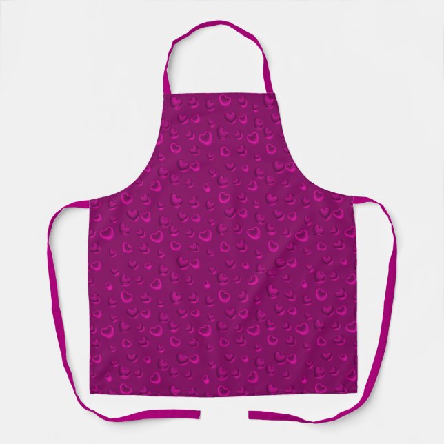 Luxury Modern Elegant Glitter Pink Heart Apron (Front)