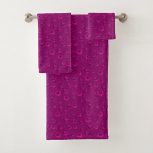 Luxury Modern Elegant Glitter Pink Heart Bath Towel Set