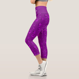 Luxury Modern Elegant Glitter Purple Heart Capri Leggings