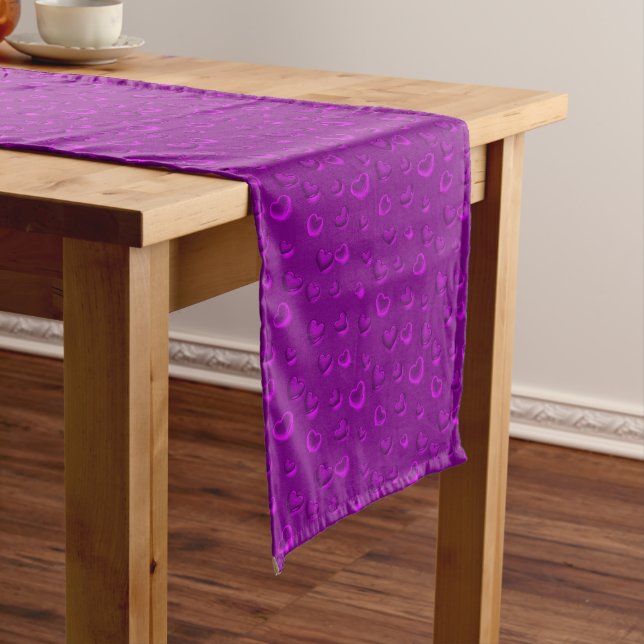 Luxury Modern Elegant Glitter Purple Heart Long Table Runner (In Situ)