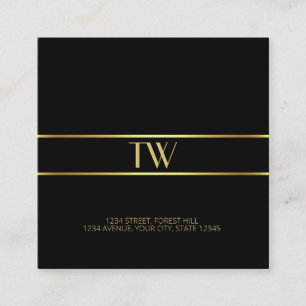Luxury Modern Elegant Gold Monogrammed Square Square Business Card