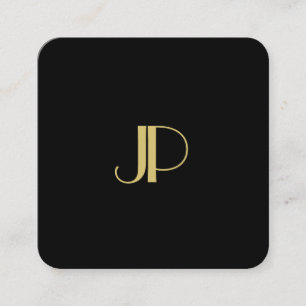 Luxury Modern Elegant Gold Monogrammed Template Square Business Card