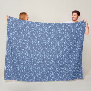 Luxury Modern Elegant Love Blue Heart Fleece Blanket