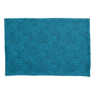 Luxury Modern Elegant Love Blue Heart Pillowcase