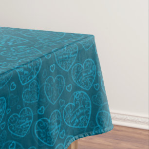 Luxury Modern Elegant Love Blue Heart Tablecloth