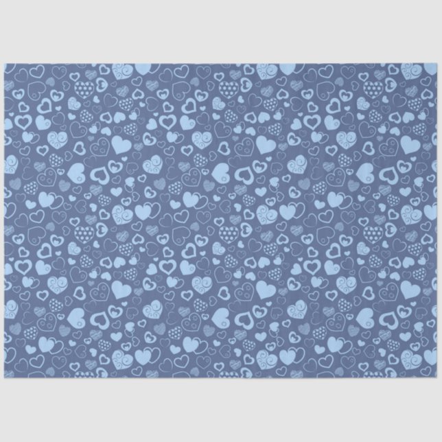 Luxury Modern Elegant Love Blue Heart Tissue Paper (Front)