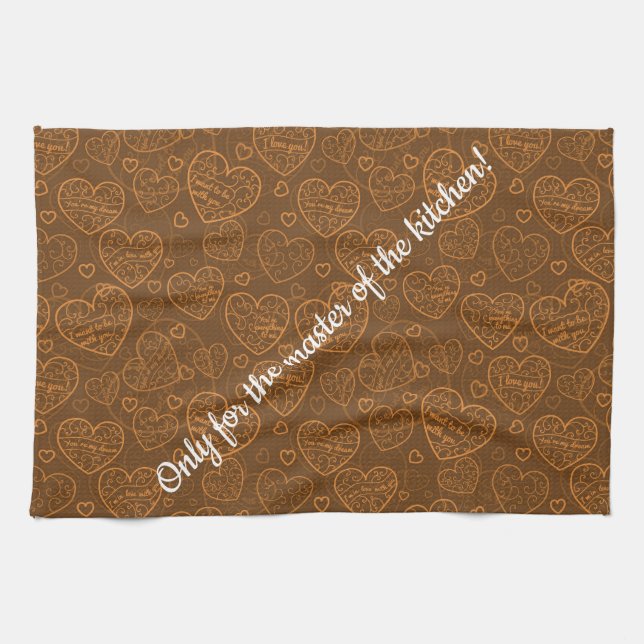 Luxury Modern Elegant Love Gold Heart Kitchen Towel (Horizontal)