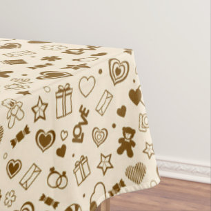 Luxury Modern Elegant Love Gold Heart Tablecloth