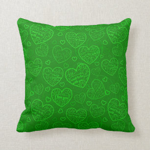 Luxury Modern Elegant Love Green Heart Throw Pillow