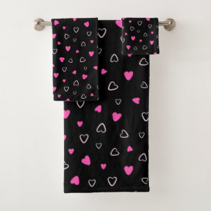 Luxury Modern Elegant Love Heart Bath Towel Set