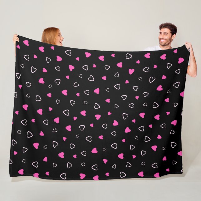 Luxury Modern Elegant Love Heart Fleece Blanket (In Situ)