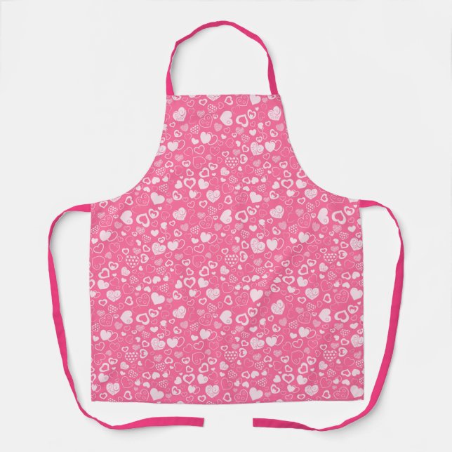 Luxury Modern Elegant Love Pink Heart Apron (Front)