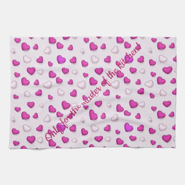 Luxury Modern Elegant Love Pink Heart Kitchen Towel (Horizontal)