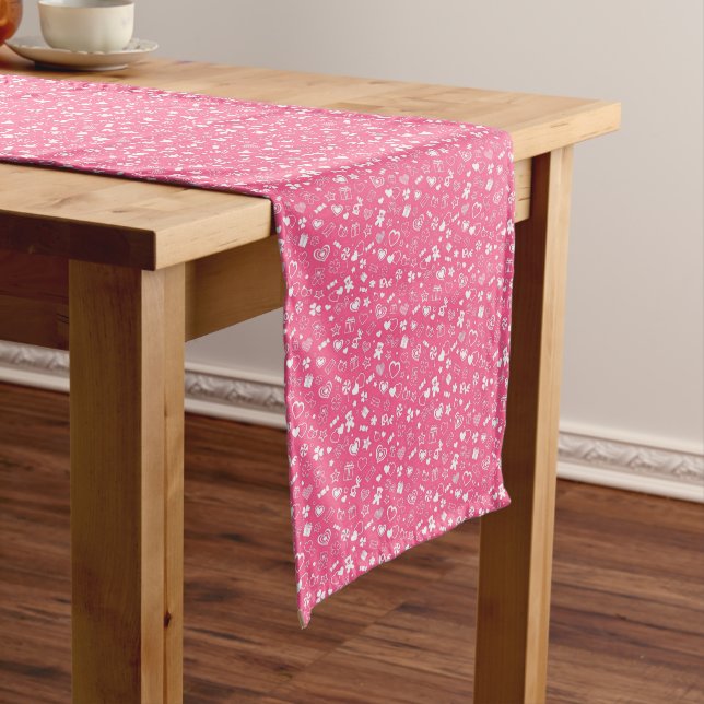 Luxury Modern Elegant Love Pink Heart Long Table Runner (In Situ)