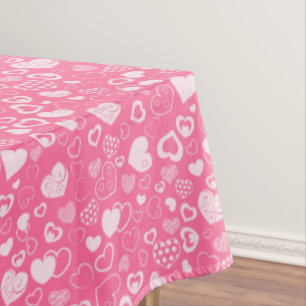 Luxury Modern Elegant Love Pink Heart Tablecloth