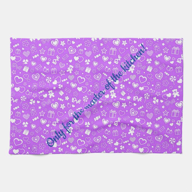 Luxury Modern Elegant Love Purple Heart Kitchen Towel (Horizontal)