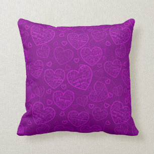 Luxury Modern Elegant Love Purple Heart Throw Pillow