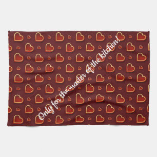 Luxury Modern Elegant Love Red Gold Heart Kitchen Towel