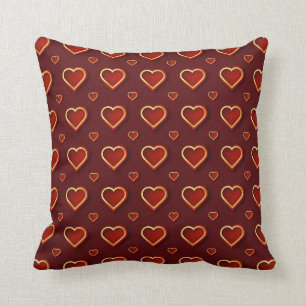 Luxury Modern Elegant Love Red Gold Heart Throw Pillow