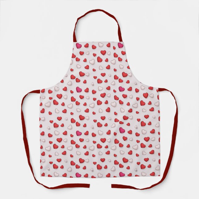 Luxury Modern Elegant Love Red Heart Apron (Front)