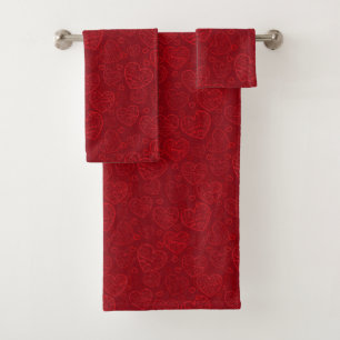 Luxury Modern Elegant Love Red Heart Bath Towel Set
