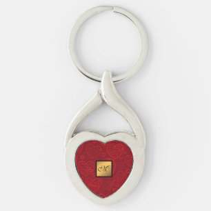 Luxury Modern Elegant Love Red Heart Keychain