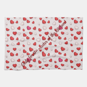 Luxury Modern Elegant Love Red Heart Kitchen Towel
