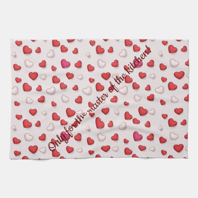 Luxury Modern Elegant Love Red Heart Kitchen Towel (Horizontal)