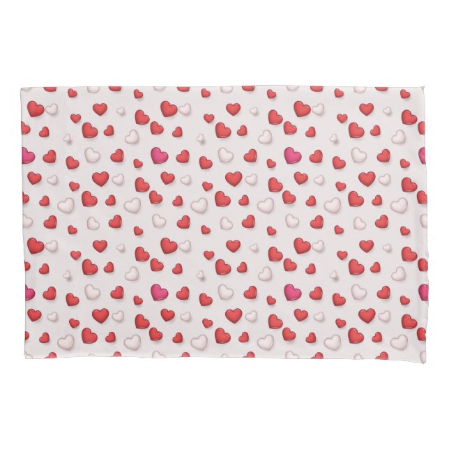 Luxury Modern Elegant Love Red Heart Pillowcase (Front)