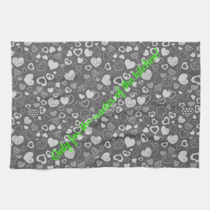 Luxury Modern Elegant Love Silver Heart Kitchen Towel