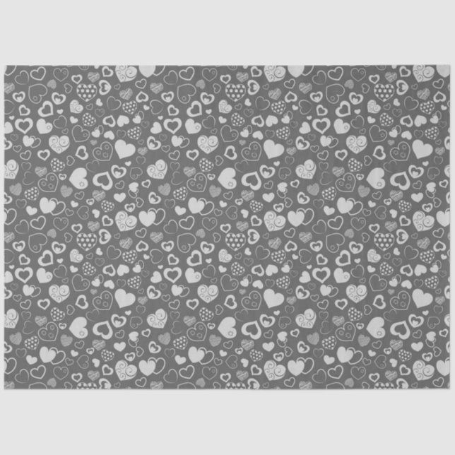 Luxury Modern Elegant Love Silver Heart Tissue Paper (Front)