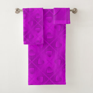Luxury Modern Elegant Purple Heart Bath Towel Set