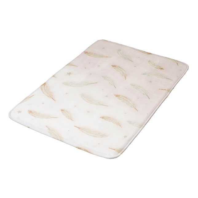 Luxury Modern Feathers Boho Collection Bath Mat (Angled)