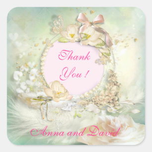 Luxury Modern Floral Add Your Text Square Sticker