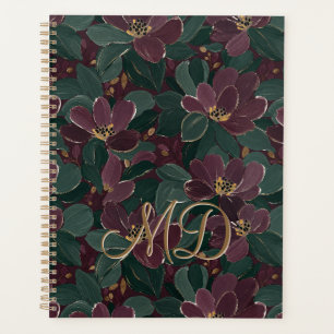 Luxury Modern Floral Emerald Plum Gold Motif Planner