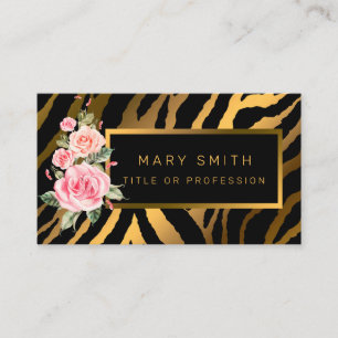 Luxury Modern Floral Tiger Add Your Text Business Card